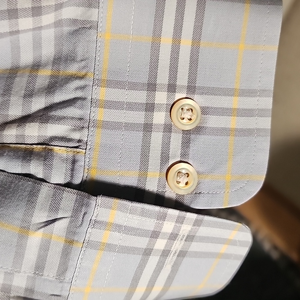 Burberry Blue / Gray / Yellow Plaid Shirt 2X Perfect Condition - Picture 4 of 8